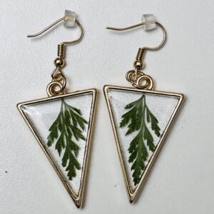 Triangle Resin Earrings – Leaf